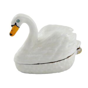 Eredeti fém díszdoboz kristályokkal - Hattyú - B0736-02