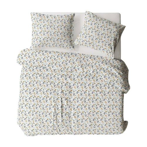 Pamut ágynemű 140x200 fehér többszínű gally levelek 613N Bielawa KARO