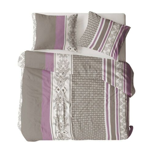 Karo Bielawa szürke csíkos pamut ágynemű szett 160x200 cm