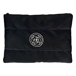 Nagy fekete női kozmetikai táska steppelt vízálló 22 ​​x 31 cm KS144CZ