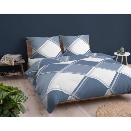 Flanel ágynemű 220x200 kék kocka 4955 B Flanel 2024