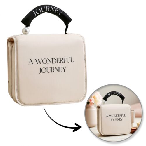 Krémes elegáns összecsukható kozmetikai táska fogantyúval KS153K a kényelmes utazáshoz 143571958