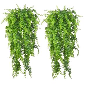 Két műpáfrány függő, élethű zöld növények - Lakberendezés
