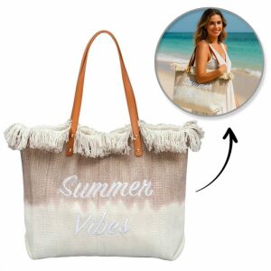 Boho strandtáska rojtokkal barna ombre színben - tökéletes nyaraláshoz és vásárláshoz TP14BR 143572211 - Öltözködés kiegészítő