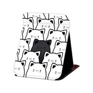 Nagyméretű nyitható kozmetikai tükör ökobőrből macska motívummal 15 x 20 cm L24