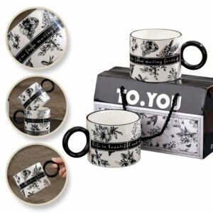 2 db fekete-fehér bögrés készlet TO YOU díszdobozban, űrtartalom 310 ml KB11