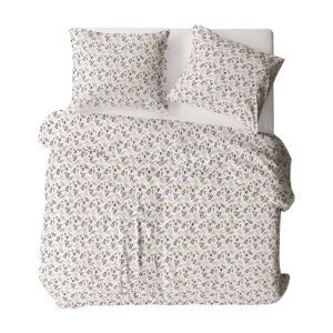 Virágos flanel ágynemű szett 160x200 cm, fehér és bézs - Ágynemű - ifjúsági és felnőtt