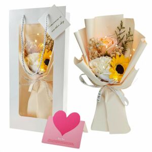 Illatos szappanvirágcsokor LED világítással díszdobozban BUK17ZO