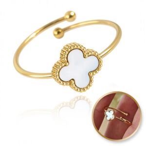 Aranyozott, állítható sebészeti acél gyűrű gyöngyház PST952-vel - Luxus ékszer bármilyen alkalomra