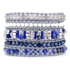 Wrap karkötő Achát, Üveggyöngy, Hematit 143573418 - Női kiegészítő