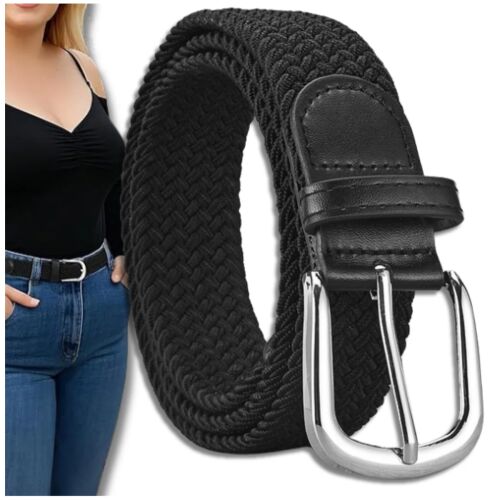 Rugalmas fekete fonott öv nőknek és férfiaknak nadrághoz 143573430