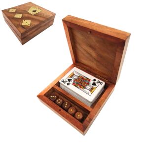 Kártyacsomag és kocka fadobozban - DNU-010