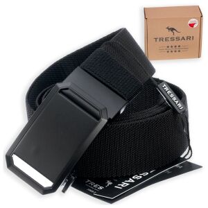 Fekete TRESSARI rugalmas pánt automatikus csattal szabadtéri tevékenységekhez és mindennapi használatra