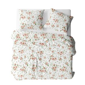 Karo Bielawa fehér ágynemű szett virágmintával, 140x200 cm - Lakberendezés
