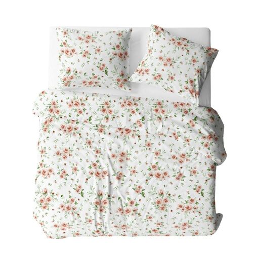 Karo Bielawa fehér ágynemű szett virágmintával, 140x200 cm
