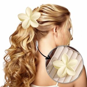 XL virágos hajcsat matt vajas krém 7,5 x 8 cm SP426 143574016 - Hajcsat, hajráf