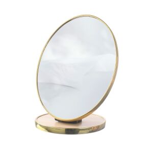 Álló ovális fa kozmetikai tükör arany kerettel 15 x 20 cm L18