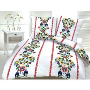 Ágynemű 140x200 222b fehér és piros gombos virágok pamut 143574425 - Ágynemű - ifjúsági és felnőtt