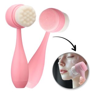 Kétoldalas szilikon arctisztító kefe, puha, 14,5 cm SCZ13R