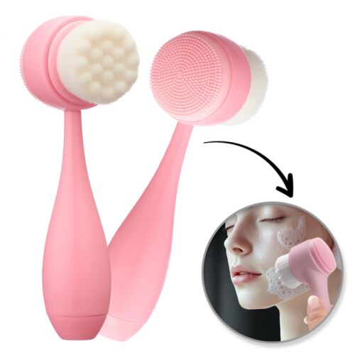 Kétoldalas szilikon arctisztító kefe, puha, 14,5 cm SCZ13R 143574550