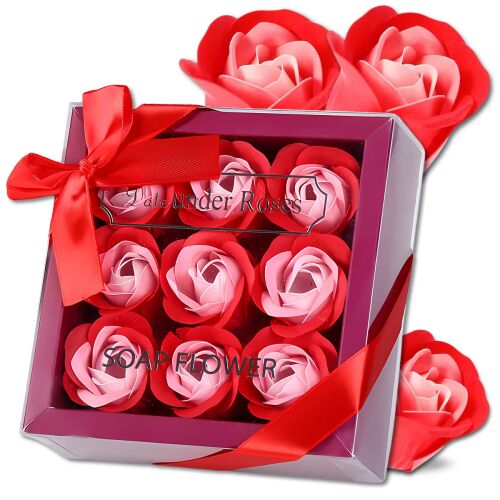 Illatos, dekoratív szappanrózsák piros ajándékkészlet 9 db-os, hogy illatosítsa otthonát 143574726