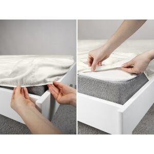 180x200-as krémszínű mikroszálas lepedő elasztikus Poly gumival 143574784 - Dekoráció