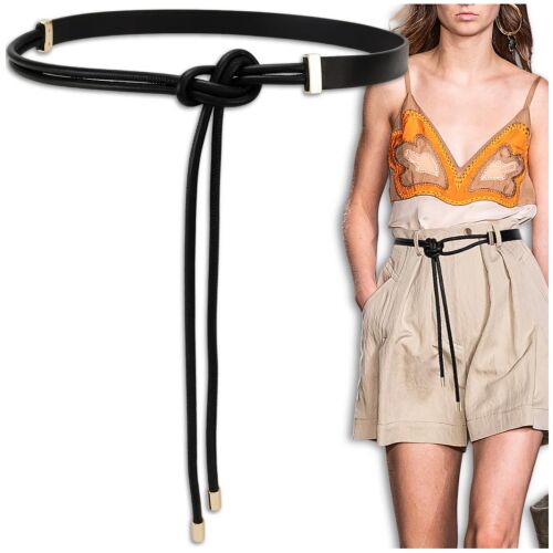 Elegáns, keskeny bőr nyakkendős öv a stílusos öltözékkombinációkhoz