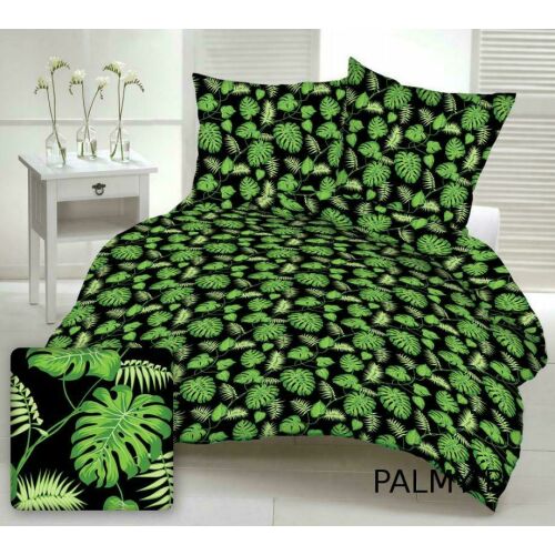 140x200 178b  ágynemű fekete levelek zöld pálmaágak gombos pamut 143574897