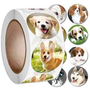 Színes matricák egy 500 db-os tekercsen gyerekeknek barkácskutyák motívumával