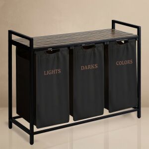 Three-chamber laundry basket with 120 litre Massido frame