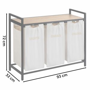 Dreikammer-Wäschekorb mit 120-Liter-Massido-Gestell für effiziente Wäschesortierung 143575528 - WC-Sitze, Duschkabine, Wasserhahn, Duschtür, Badezimmerschrank, Wäschekörbe und Brausegarnitur
