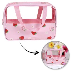 Összecsukható kozmetikai táska eper motívummal, hordozható tok M 31x10x20cm, KS148