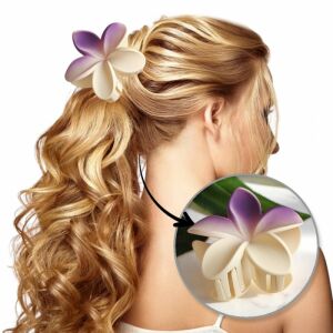 XL hajcsatoló virág OMBRE matt krém lilával 7,5 x 8 cm SP402