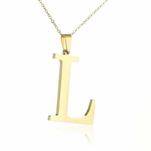 NST100L sebészeti acél aranyozott kezdeti nyaklánc