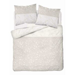 Flanel ágynemű szett 220x200 cm bézs levél mintával, tartalmaz paplanhuzatot és két párnahuzatot - Ágynemű - ifjúsági és felnőtt