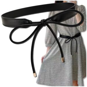 Női keskeny fekete bőröv elegáns nyakkendővel a derekán 143575574 - Női öv