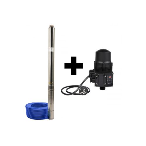 Pompă submersibilă de puț adânc DDT 4SDM3-20 cu presostat electronic automat LS-4