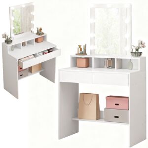 Fodym loft stílusú fésülködőasztal LED tükörrel, modern stílusban, 80 cm, fehér 144460520 - Bútor