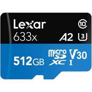 Lexar 512GB microSDXC High-Performance 633x UHS-I C10 A2 V30 U3