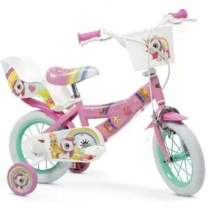 Toimsa: Kinderfahrrad Einhorn mit Korb und Puppensitz - Größe 12 143587307 - Fahrrad für Kinder