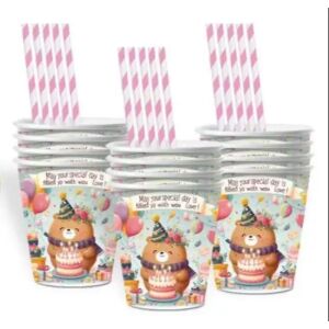 Хартиена чаша с мече за рожден ден - 10 броя. 143587340 - Реквизит за партита