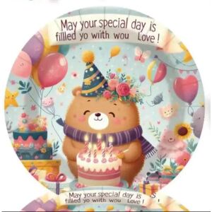 Papierové taniere na narodeniny s motívom medveďa - 10 ks 143587373 - Jednorazové taniere