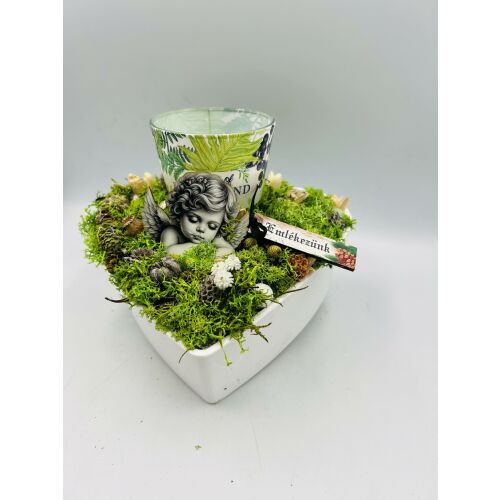 Sírdísz gyertyával natur színekkel