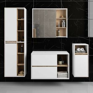 VAMI Fali Fürdőszobabútor Szett Fehér/Sonoma Tölgy