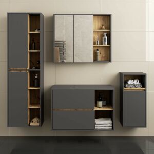 AKORD VAMI Grafit Szürke és Artisan Tölgy Fürdőszoba Bútor Szett - Akord