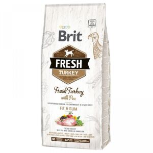 Brit Fresh Overweight & Senior Dogs Fit & Slim - Pulyka és borsó  12 kg