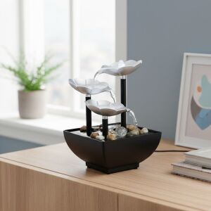 Beltéri virág szökőkút LED világítással, asztali vízi dekoráció otthonra - Asztali csobogó