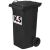 ICS 120L fekete kerekes szemeteskuka, tartós műanyag szeméttároló