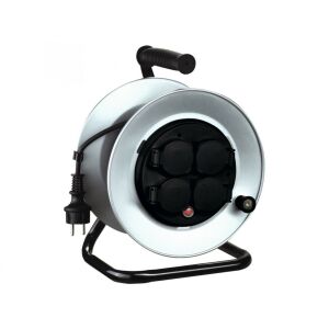 Home HJRM 10-50 fém kábeldob, 50 m, fém talp és dob, IP44-es védelem, H07RN-F 3G1,5 mm2 gumi kábel, max. 3000 W, védőkapcsoló, fix, nem forgó aljzatokkal 143613237 - Home by Somogyi