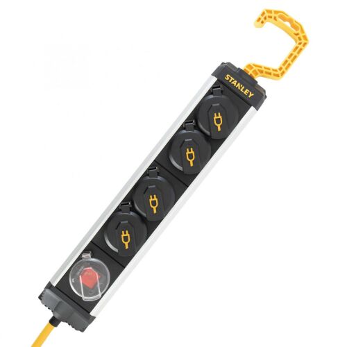 STANLEY SXECCD0RAJE 4-es elosztó kapcsolóval, 5 m, IP44-es védelem, alumínium ház, felakasztható, beltérben is használható, H07RN-F 3G1,5 mm2 kábel 143613459
